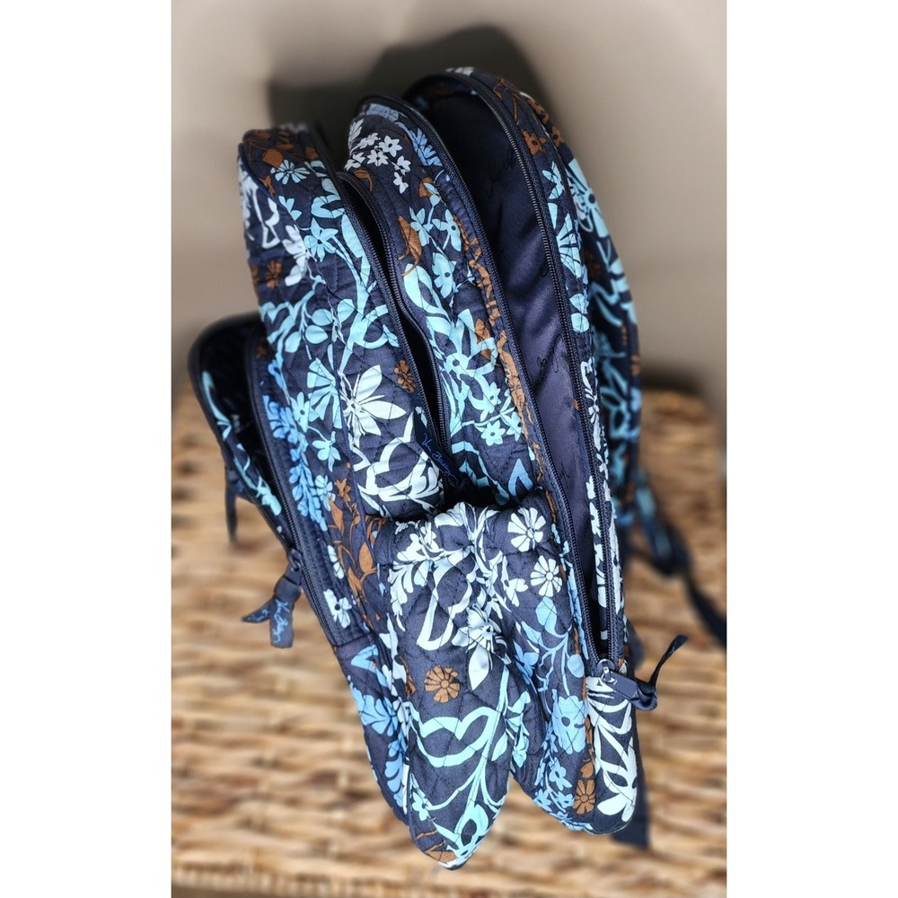 Vera Bradley Campus Backpack Java Blue Retired Floral NWOT Book Bag School - Picture 12 of 14